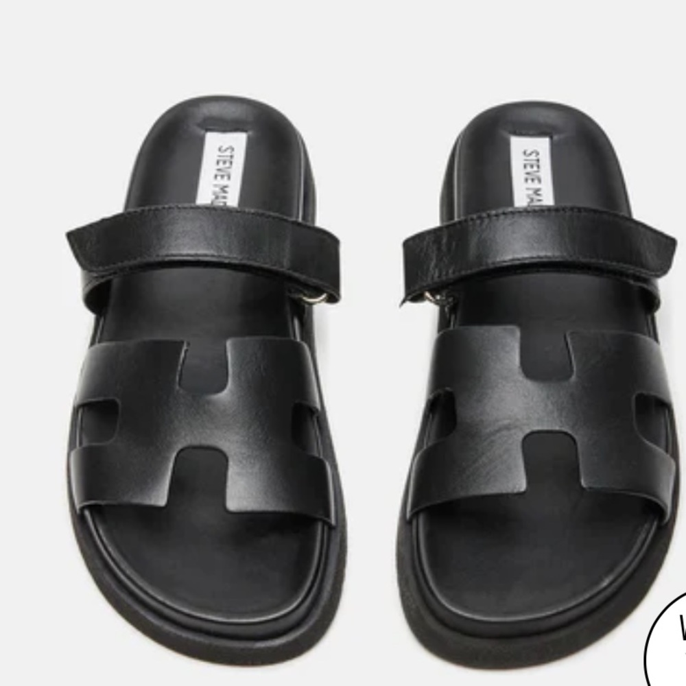 MAYVEN BLACK LEATHER SANDALS